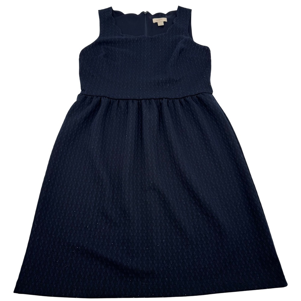 LOFT Black Sleeveless Fit & Flare Dress Diamond Textured Party‎ Cocktail Size 4